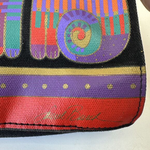 Laurel Burch Bag Cosmetic Black Canvas 3 Cats Zipper 8 x 6 x 2 - Picture 7 of 8